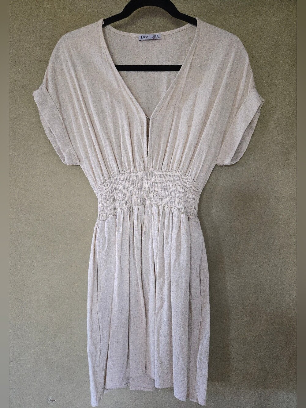 Dex | Cream Lightweight Viscose & Linen Blend Dress, Size S - Picture 2 of 10
